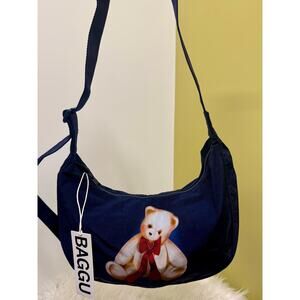 BAGGU Teddy Bear Medium Nylon Crescent Bag Urban Outfitters Exclusive Blue NEW